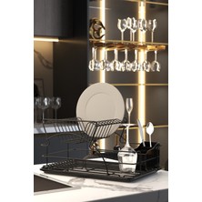 Feyza Design Iki Katlı Siyah Bulaşık Kurutma Sepeti, Şık ve Pratik Tasarım