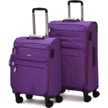 Elatae Kumaş 2'li Valiz Seti Orta ve Kabin Boy  – Dayanıklı, 360° 8 Tekerlekli, Geniş Hacim & Çok Bölmeli