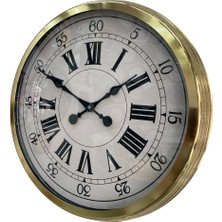 Nacario Mey Ithalat® 60 cm Gold Metal Dekoratif Roma Rakamlı Duvar Saati