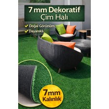 Zemin Burada 7 mm Dekoratif Suni Çim Halı 200 x 245 cm | UV Dayanımlı | Drenajlı | Balkon Bahçe İç & Dış Mekân