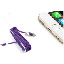 İsmiyle Al iPhone Örgü Şeklinde Renkli Çelik Şarj Data Kablosu - Mor