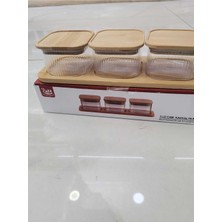 Feyza Design Bambu 7 Parça Kahvaltılık Seti, Tepsi ve Kapaklı Borasilikat Cam