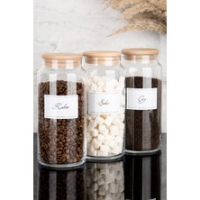 Feyza Design 3'lü Ahşap Vakum Kapaklı Cam Saklama Kabı Seti, 1300 ml