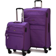 Elatae Kumaş 2'li Valiz Seti Büyük ve Kabin Boy – Dayanıklı, 360° 8 Tekerlekli, Geniş Hacim & Çok Bölmeli