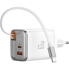 Mcdodo CH-4103 FreeGo 67W GaN Hızlı Şarj Cihazı Dahili Kablolu EU Plug Beyaz