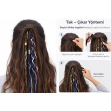 Yk Lacivert Geçici Rasta Seti – Tak Çıkar Rasta– Süslemeli Dreadlock Görünüm – Bohem Saç Aksesuarı