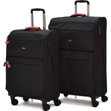 Elatae Kumaş 2'li Valiz Seti Büyük ve Orta Boy – Dayanıklı, 360° 8 Tekerlekli, Geniş Hacim & Çok Bölmeli