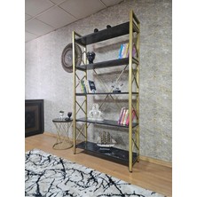 Sevinç Mobilya Gold Boyalı Kitaplık - 5 Raflı Suntalem Lüks Kitaplık