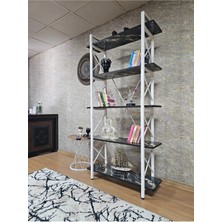 Sevinç Mobilya Çıkıntılı Beyaz Boyalı Kitaplık - 5 Raflı Suntalem Lüks Kitaplık