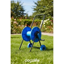 Depolife Boş Hortum Makarası Tekerli Bahçe Hortum Toplama Makaralı Tekerlekli Bahçe Hortum Arabası