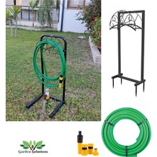 Depolife Hortum Toplama Aparatı Bahçe Su Hortumu Dolama Makarası Standlı Metal Hortum Asma
