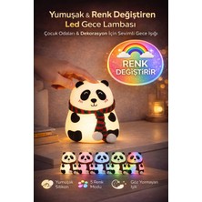 Toyfest Şarjlı Panda Gece Lambası 5 Renk Modlu Silikon Dokunmatik LED Çocuk Bebek Odası Işığı