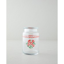 English Home Bright Parade Cam Kavanoz 880 ml Kırmızı - Beyaz