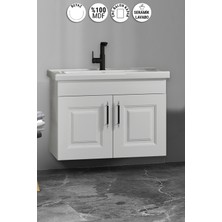 Özceden Salkım 80 cm Beyaz Balon Mdf Seramik Lavabolu Asma Banyo Alt Dolabı
