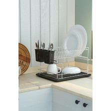 Feyza Design Iki Kat Modüler Siyah Krom Tabaklık, Şık ve Fonksiyonel Tasarım