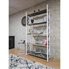 Sevinç Mobilya Beyaz Boyalı Kitaplık - 5 Raflı Suntalem Lüks Kitaplık