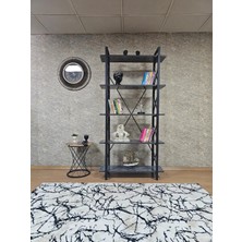 Sevinç Mobilya Çıkıntılı Siyah Boyalı Kitaplık - 5 Raflı Suntalem Lüks Kitaplık