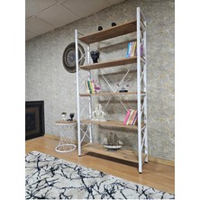 Sevinç Mobilya Beyaz Boyalı Kitaplık - 5 Raflı Suntalem Lüks Kitaplık