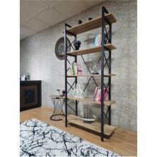 Sevinç Mobilya Çıkıntılı Siyah Boyalı Kitaplık - 5 Raflı Suntalem Lüks Kitaplık