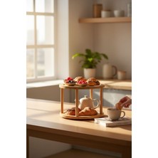 Feyza Design Bambu 2 Katlı Döner Baharatlık ve Organizer, Şık ve Pratik Tasarım