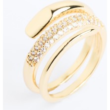 Jimmy Key Altın Rengi Parlak Taş Detaylı Sarmal Yüzük