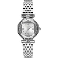 DEMARİ Demari Kadın Kol Saati Quartz Mekanizma, Gümüş Çelik Kordon, Beyaz Kadran DM-00110L-A1