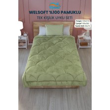 Uysal Yorgan Welsoft Akfil Midye Desen Tek Kişilik Uyku Seti YEŞİL