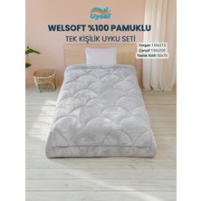 Uysal Yorgan Welsoft Akfil Midye Desen Tek Kişilik Uyku Seti GRİ