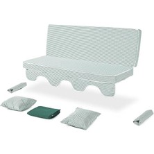 Salıncak Minder Takımı 3 Kişilik (Süngerli) -Minder: Yeşil Çizgili Tente: Yeşil