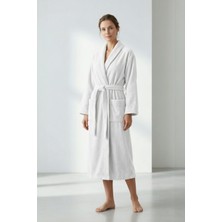 Anılsan 50'li Şalyaka Bornoz Beyaz %100 Pamuk Unisex Spa Için Ideal Kadın/erkek