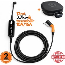 Evoşarj Evomobil One Elektrikli Araç Taşınabilir Ev Prizi Tipi Şarj Istasyonu 3,7kw | 16AMPER | Tip2 | 12mt