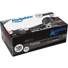 TELHA Dolphin Siyah Nitril Eldiven Pudrasız XL 100 Adet Dayanıklı Kullanım İçin Uygun