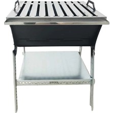 Campsteel 3mm Sac Portatif Mangal – Paslanmaz Izgaralı Katlanır Kamp Barbekü – Taşıma Çantalı