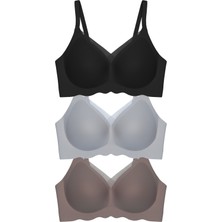 Cottonhill Seamless Bra - Touch | Lazer Kesim Dikişsiz Tül ve Dalga Detaylı Balensiz Kadın Sütyen 3'lü Paket-2