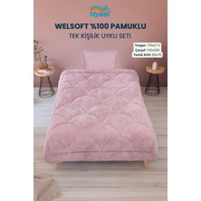 Uysal Yorgan Welsoft Akfil Midye Desen Tek Kişilik Uyku Seti PUDRA