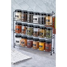 Feyza Design 3 Katlı Büyük Standlı 18 Li Yuvarlak Cam Baharat Takımı