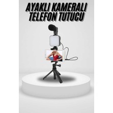 İsmiyle Al Akıllı Telefon Vlog Kiti Tripod Mini Mikrofonlu Telefon Tutucu