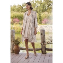 Amora Secret Özel Tasarım Çiçek Desenli ve Dantelli Sabahlık Takımı