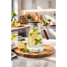 Porsima 6504 Violet Sızdırmaz Kapaklı ve Kulplu Cam Başucu Sürahisi 1800ML