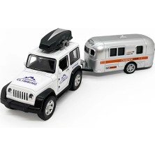 Karavanlı Metal Çek Bırak Araba - Beyaz