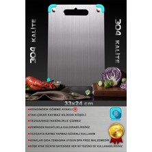 Bright Paslanmaz Çelik Kesme Tahtası ( Gömme Ayaklı - 304 )®Patentli - Antibakteriyel