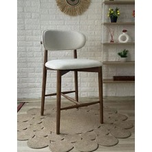 Silla Concept Polo Bar Sandalyesi Teddy Krem Kumaş Ceviz Ahşap Ada Sandalye
