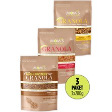 Mom's Natural Foods 3'lü Granola Muz Çilek Yer Fıstığı 840 gr Meyveli Paket