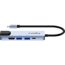 Volty Type-C Çoğaltıcı Hub 5 In 1 | Ethernet, 4K Hdmı, 100W Pd, 2x USB 3.0 (V301002)