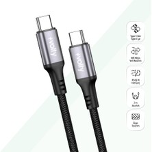 Volty Type C Hızlı Şarj Kablosu | Type-C To Type-C, 60W, 480MBPS, 1.2m, Pd, Dayanıklı Örgü (SIYAH-V0201009)