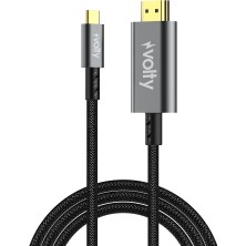 Volty Type-C To HDMI 4K 60Hz Görüntü Aktarıcı | 12GBPS, 1.8m, Hdr, Örgü, Altın Uçlu (V0302003)