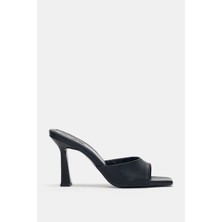 Selin Shoes Elmar Küt Burun Kadın Topuklu Ayakkabı- Siyah