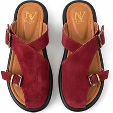 Ne&Ve Shoes Süet Hakiki Deri Iki Tokalı Kadın Sabo Terlik