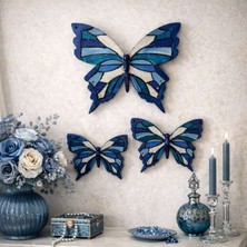 Uretti - Hülya 6683 1987 El Yapımı Kelebek Model 3'lü Duvar Süsü / Dekoratif Obje - 20X17CM