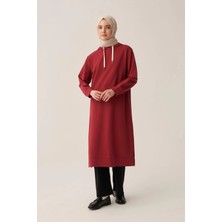ALLDAY Vişne-Kapüşonlu Rahat Tunik